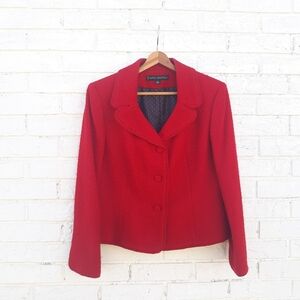Nipon Boutique Red Tweed Blazer 12P